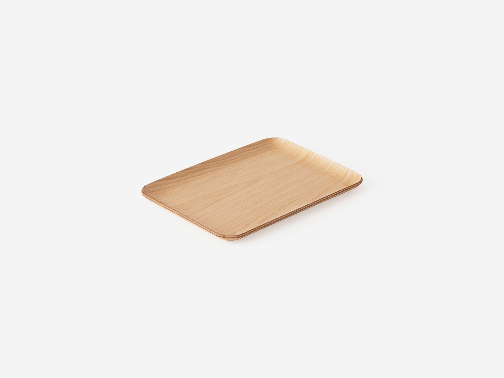 Medium rectangular oak serving tray side view